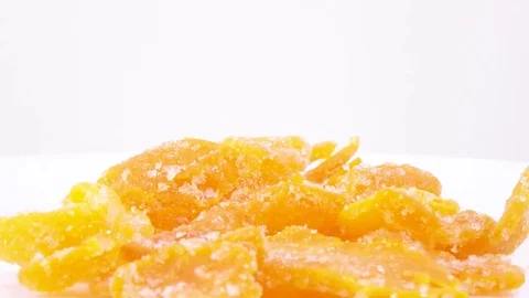 Pile of slivers of papaya Stock Footage