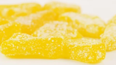 Pile of slivers of pineapple Stock Footage
