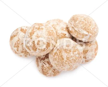 Pile of small cake gingerbread isolated over the white background Stock Photos