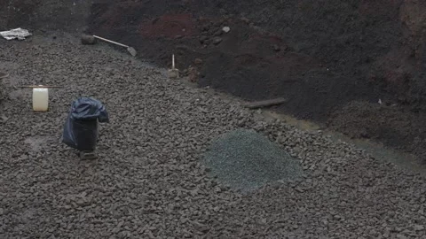 A pile of small stones in a pit at a construction site Stock Footage 165251847