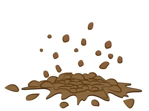 Pile of smashed  ground, heap of soil - vector illustration isolated on white Illustrazione stock