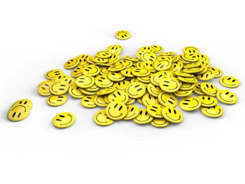 Pile of Smiley Face Buttons Stock Illustration
