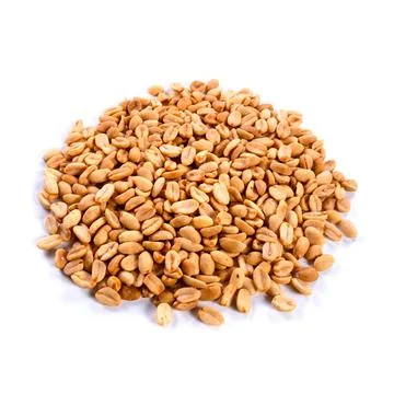 Pile of spiced peanuts isolated close up on white background Stock Photos
