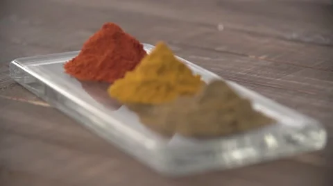 Pile of spices on tray. Stock Footage 54483189