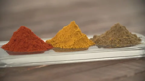 Pile of spices on tray. Stock Footage 54483413