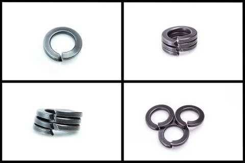 Pile of spring washers on white background Stock Photos