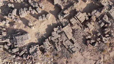 A Pile of Square Sidewalk Tiles Seen From Above Stock Footage 264034246
