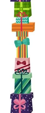 Pile, stack, heap of gifts and present boxes Illustrazione stock