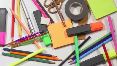 Pile of stationeries Stock Footage 71227266