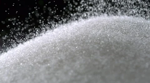 Pile of sugar on black background, Slow Motion Stock Footage 11579111