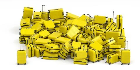 Pile of suitcase or baggages isolated on white background. Illustrazione stock
