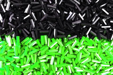 A pile symmetrically distributed black and green hexagon details Stock Illustration