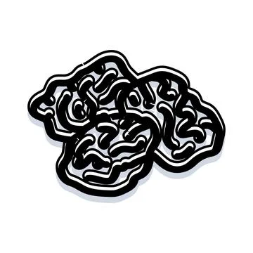 Pile of tangled internal organisms with contour line Stock Illustration