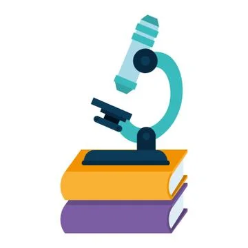 Pile text books with microscope Stockillustratie