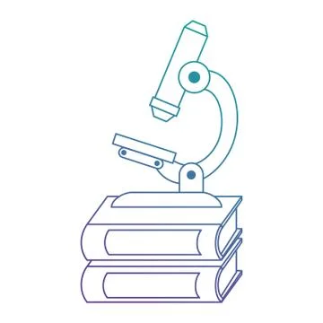 Pile text books with microscope Stock Illustration