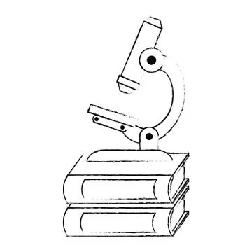 Pile text books with microscope Stockillustratie