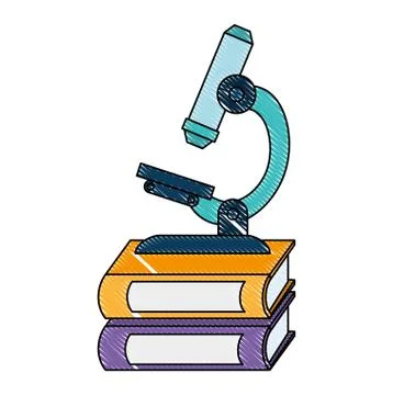Pile text books with microscope Stockillustratie
