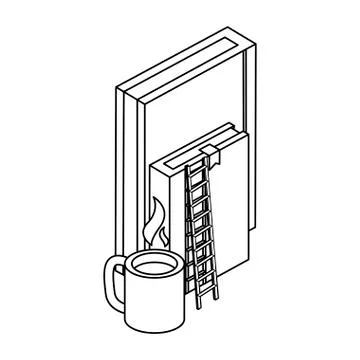 Pile text books with stair up Stock Illustration