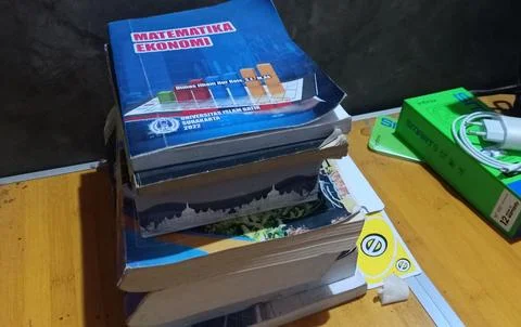 Pile of textbook collections Stock Photos