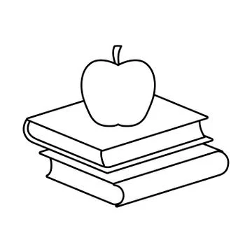 Pile of textbooks with apple fruit Stockillustratie