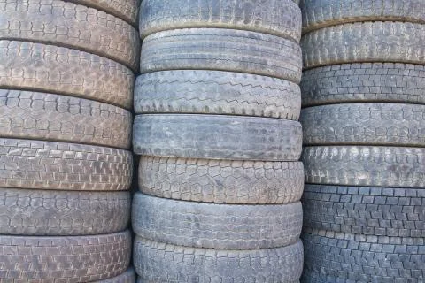 Pile of tires background Stock Photos