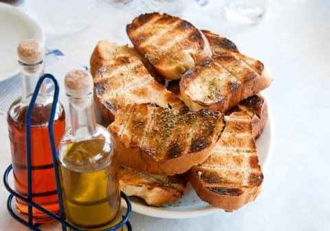 Pile toasted bread Stock Photos
