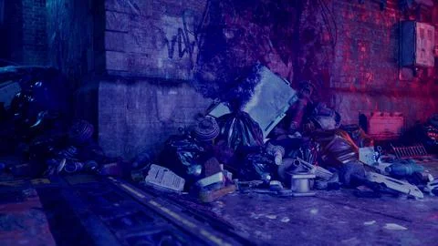 Pile of Trash Next to Wall Stock Illustration