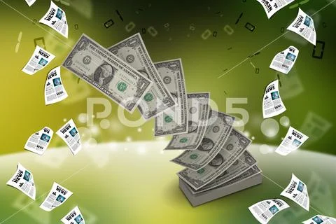 Pile of US federal reserve notes Stock Illustration
