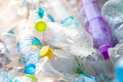 Pile of used plastic bottles representing plastic waste, pollution, recycli.. Stock Photos