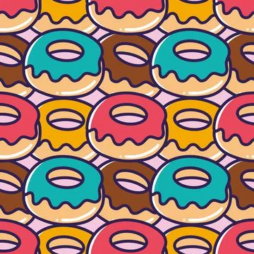 A pile of variant donuts doodles Illustrazione stock