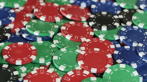 Pile of various poker chips Stock Footage 70210636