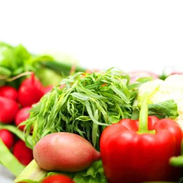 Pile of vegetables on white Stock Photos