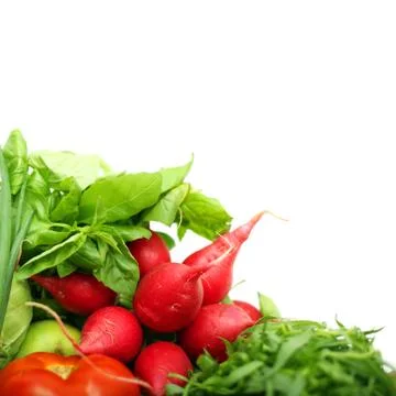 Pile of vegetables on white Foto stock