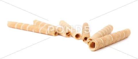 Pile of wafel sticks isolated over the white background Stock Photos