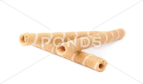 Pile of wafel sticks isolated over the white background Stock Photos