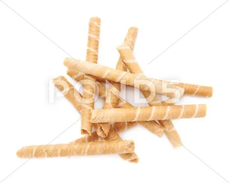 Pile of wafel sticks isolated over the white background Stock Photos