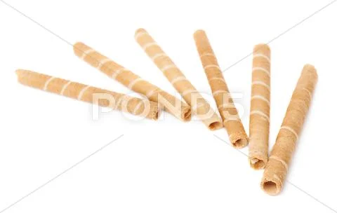 Pile of wafel sticks isolated over the white background Stock Photos