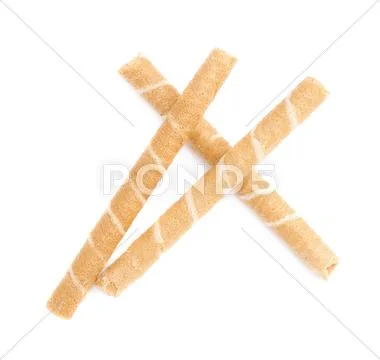 Pile of wafel sticks isolated over the white background Stock Photos
