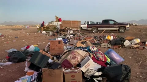 Pile of waste dump at landfill Stock Footage