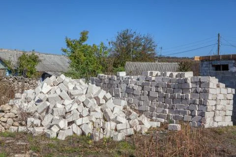 Pile of white bricks Stock Photos