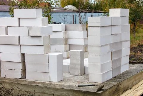 A pile of white bricks is stacked on top of each other 写真素材