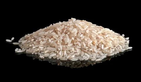 Pile white rice with reflection Stock Photos