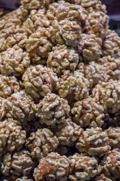 Pile of whole walnuts  without nutshells Stock Photos
