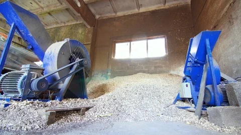 Pile of wood chips Stock Footage 90232859