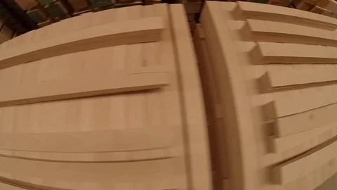 Pile of wood structure waiting to be used in the factory Video stock 129618084