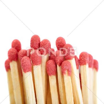 Pile of Wooden matches isolated over the white background Stock Photos