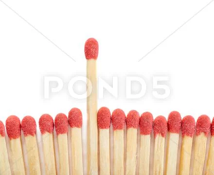 Pile of Wooden matches isolated over the white background Stock Photos