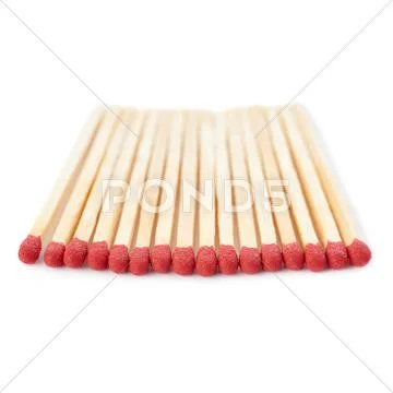Pile of Wooden matches isolated over the white background Stock Photos