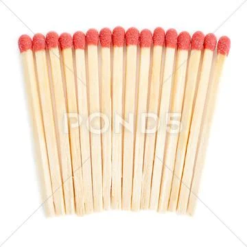 Pile of Wooden matches isolated over the white background Stock Photos