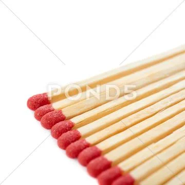 Pile of Wooden matches isolated over the white background Stock Photos